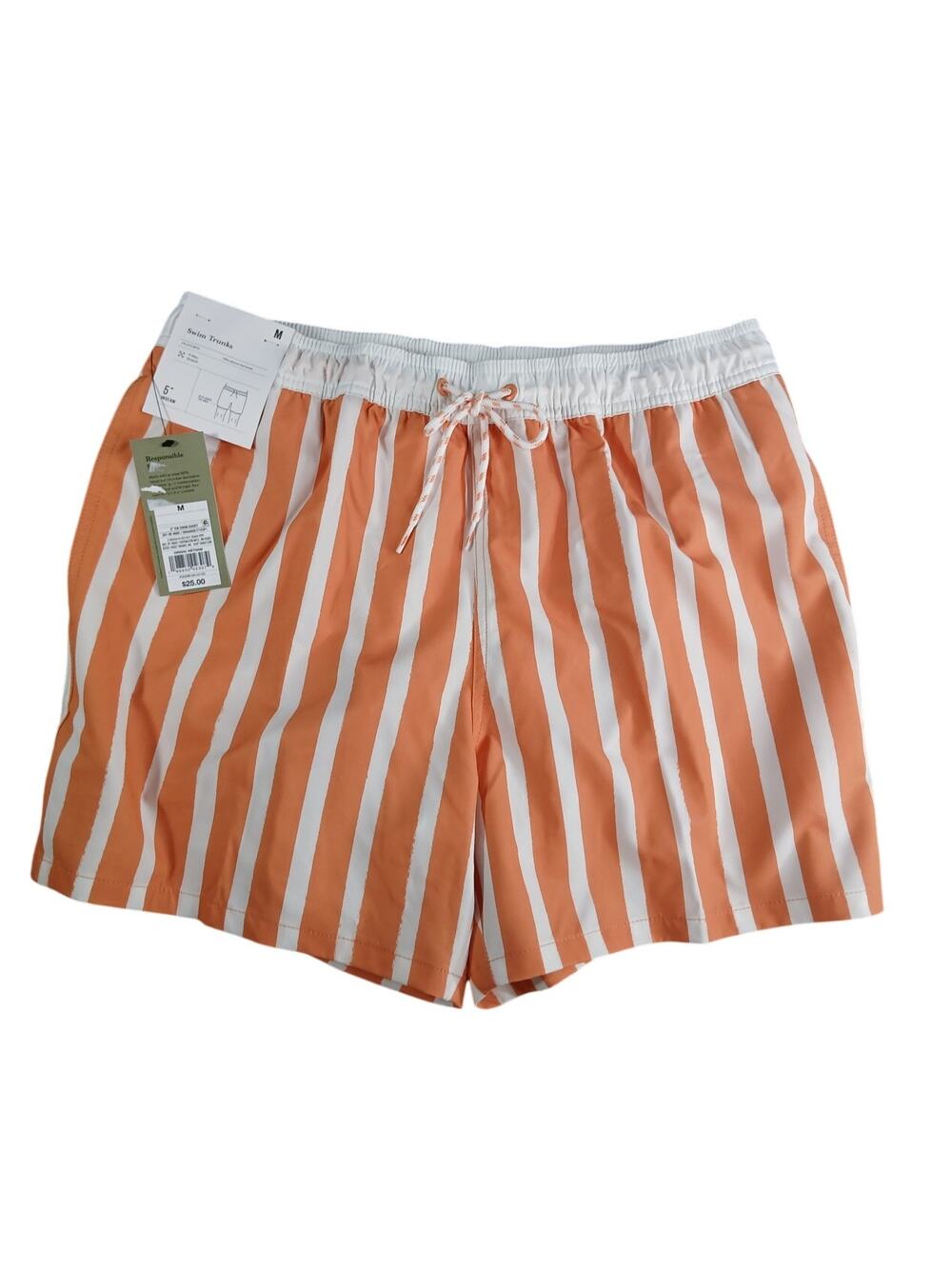 Goodfellow & Co Swimwear Shorts Swim Trunks Mens Medium Orange Stripe Target NWT
